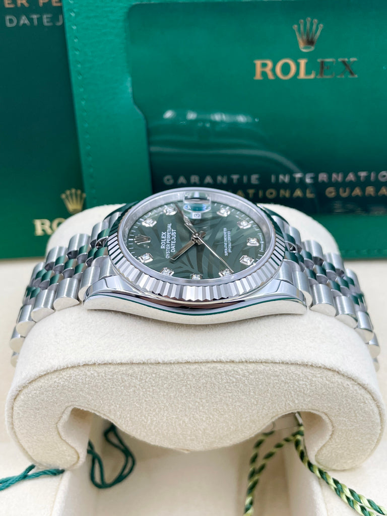 Rolex Datejust 36mm Diamond Green Palm Motif Dial on Jubilee 126234