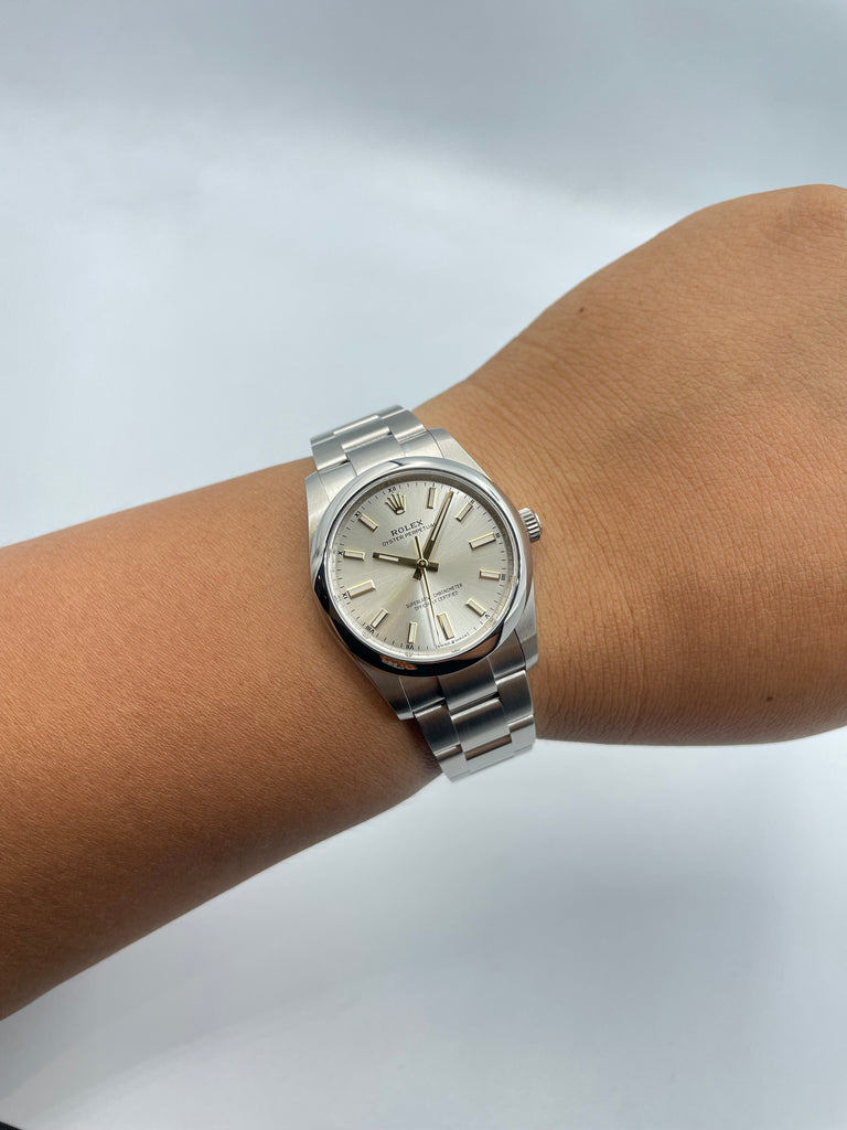Rolex Oyster Perpetual 34mm Silver Dial 124200