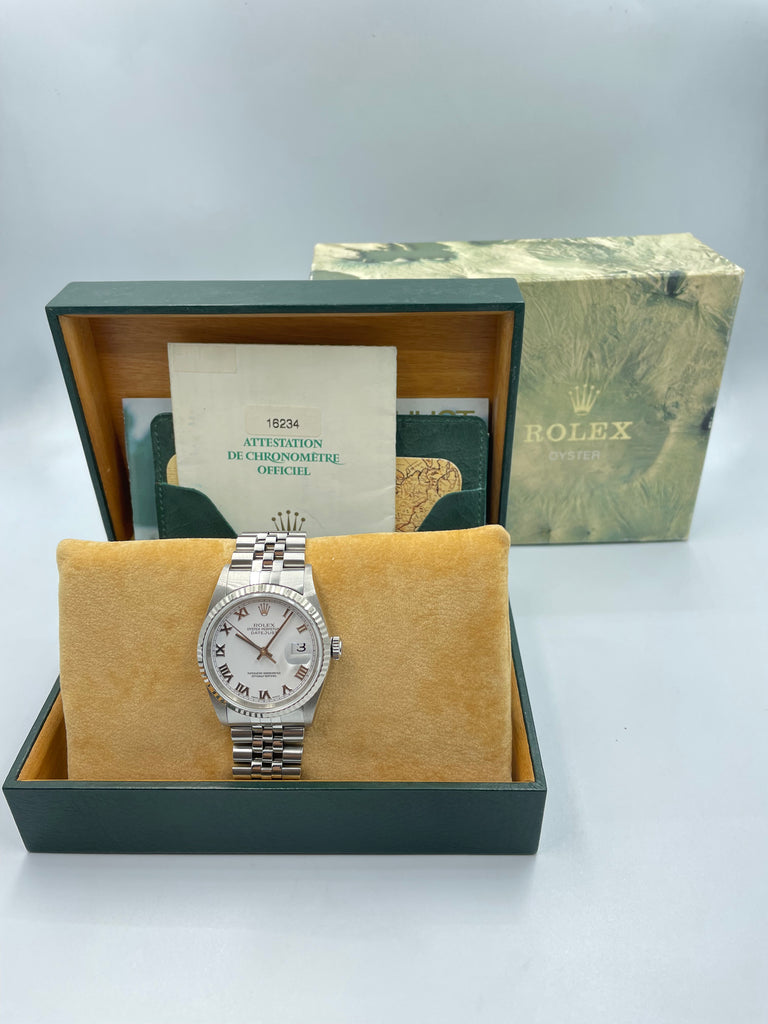 Rolex Datejust 36mm White Roman Dial on Jubilee 16234 2002 [Preowned]