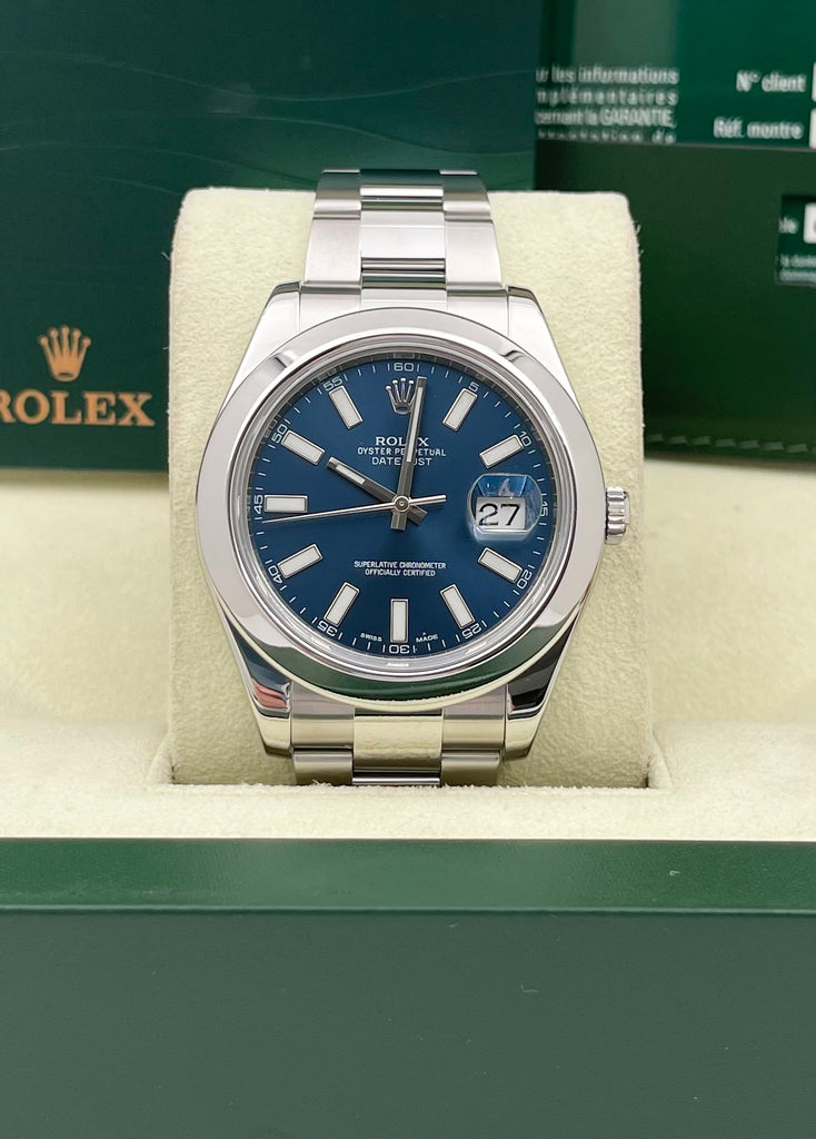 Rolex Datejust 41mm Blue Index Dial 116300 2014 [Preowned] [JB Stock]