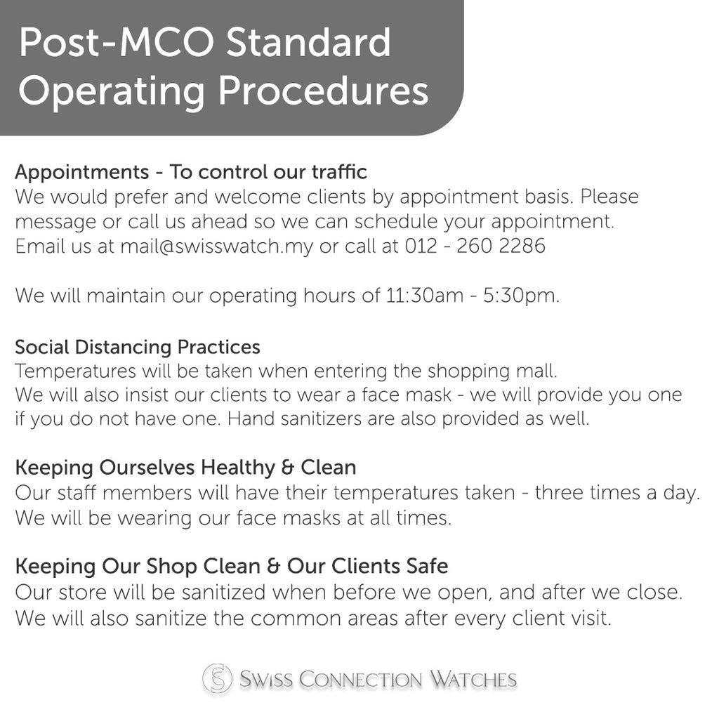 Post-MCO Standard Operating Procedures