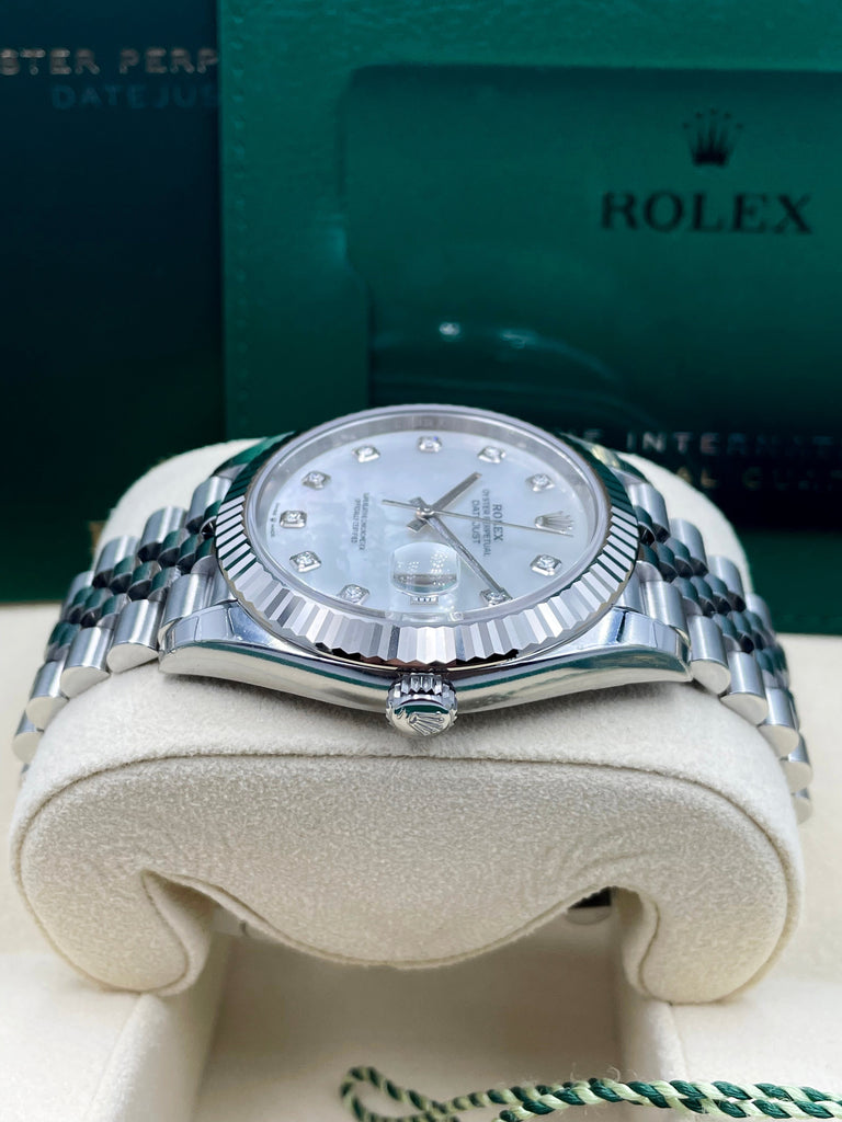 Rolex Datejust 41mm Mother of Pearl 10 Diamond Dial on Jubilee 126334 2020 NOS