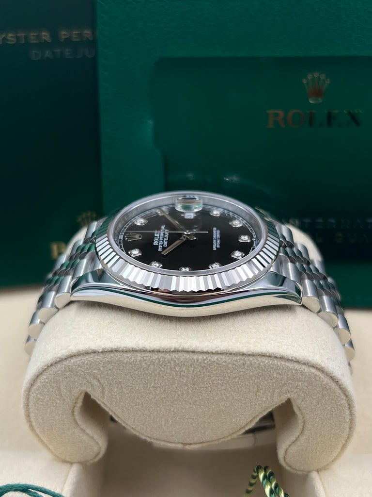 Rolex Datejust 41mm Black 10 Diamonds on Jubilee 126334