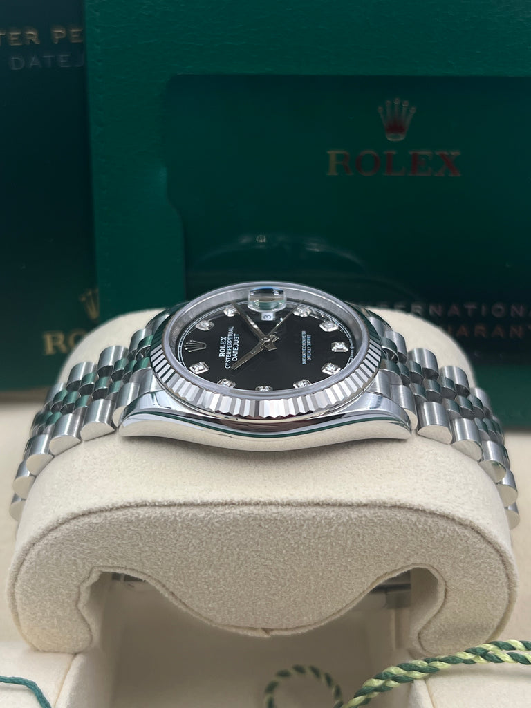 Rolex Datejust 36mm 10 Diamond Black Dial on Jubilee  126234