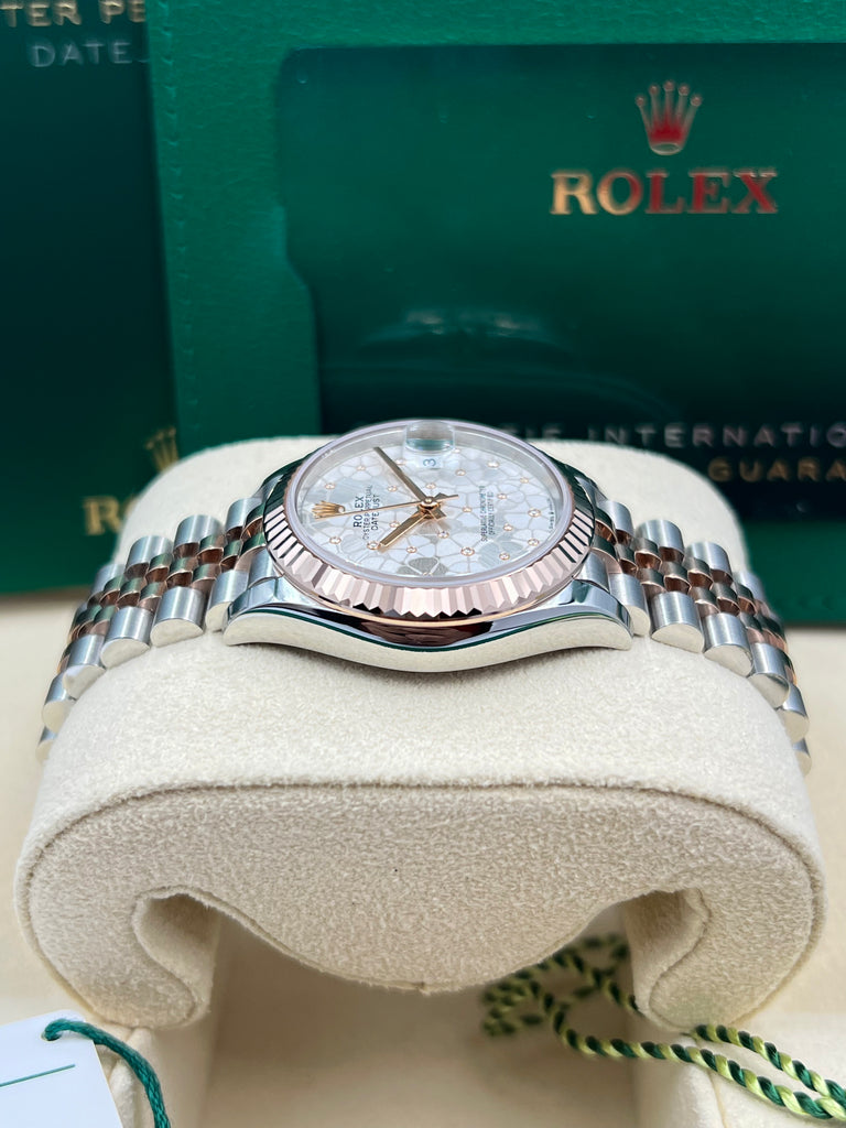Rolex Datejust 31mm Silver Floral Motif Steel Everose Jubilee 278271