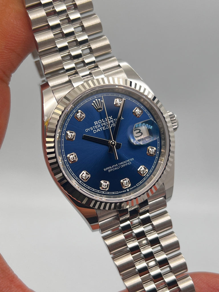 Rolex Datejust 36mm 10 Diamond Blue Dial on Jubilee Bracelet 126234