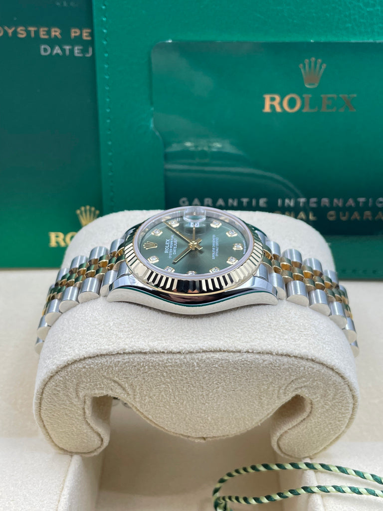 Rolex Datejust 31mm Green 10 Diamond Steel Rolesor Jubilee 278273