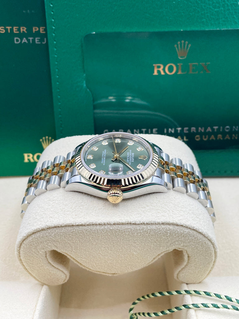 Rolex Datejust 31mm Green 10 Diamond Steel Rolesor Jubilee 278273
