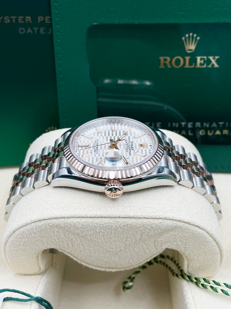 Rolex Datejust 36mm Everose Silver Fluted Motif Dial Jubilee 126231