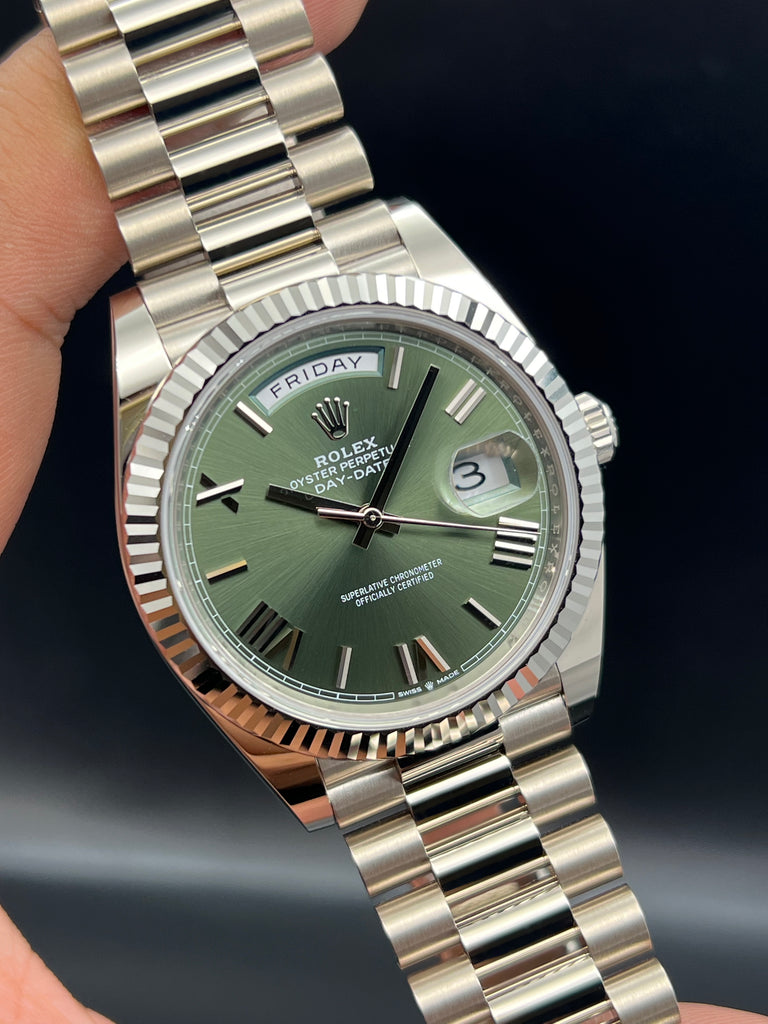 Rolex Day-Date 40 White Gold Olive Dial 228239