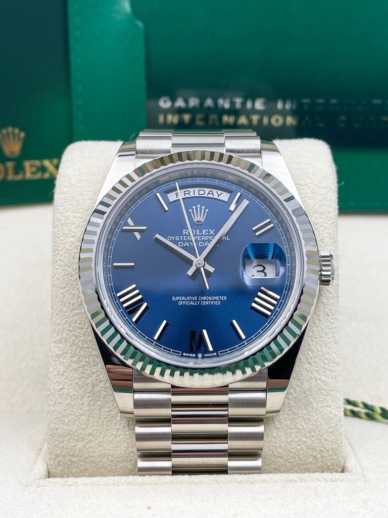 Rolex Day-Date 40 White Gold Bright Blue Dial 228239
