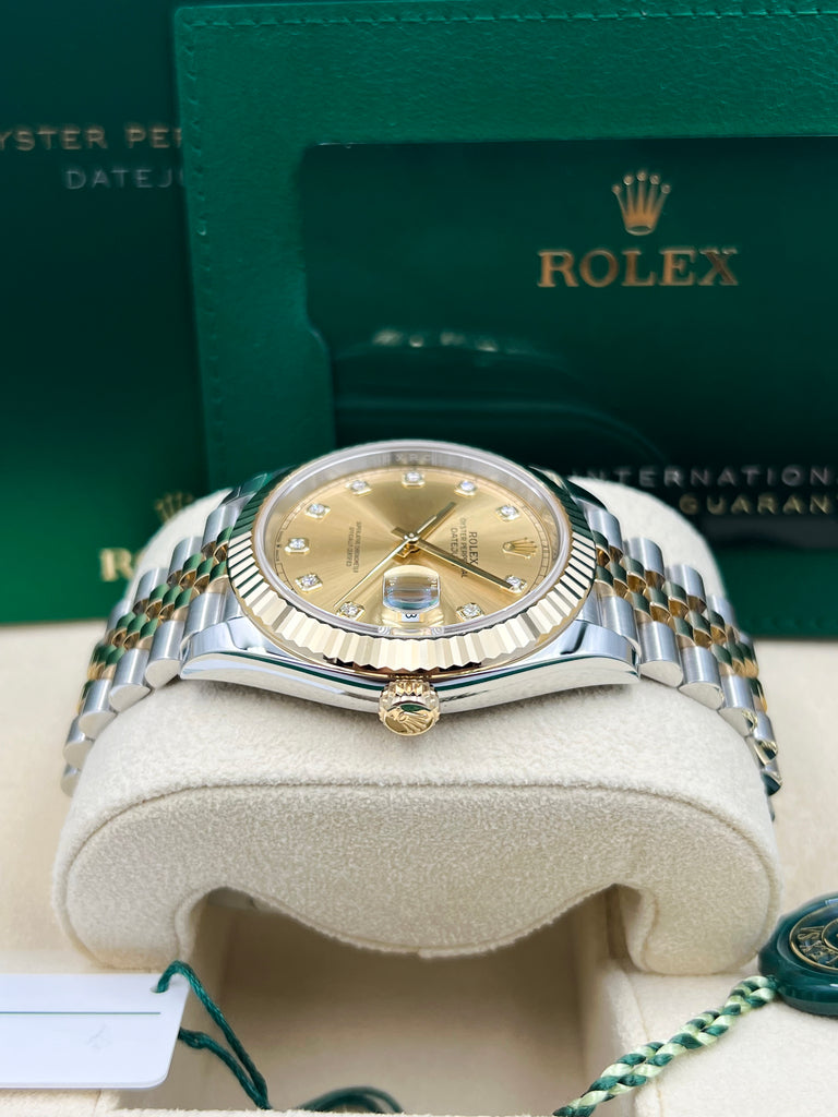 Rolex Datejust 41mm 10 Diamonds Champagne Steel Rolesor Jubilee 126333
