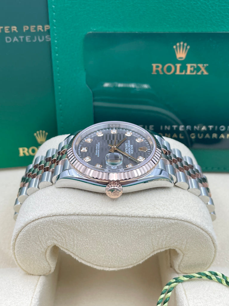 Rolex Datejust 36mm Everose Slate Fluted Motif Dial - Jubilee 126231