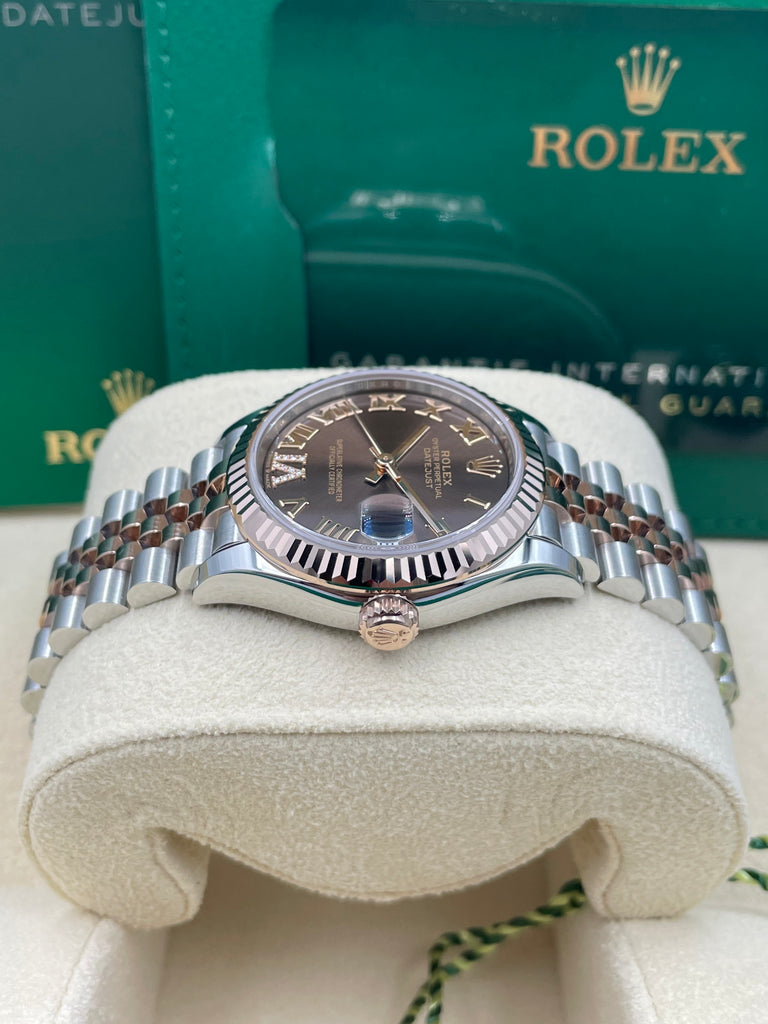 Rolex Datejust 31mm Chocolate 11 Diamonds Steel Everose Jubilee 278271