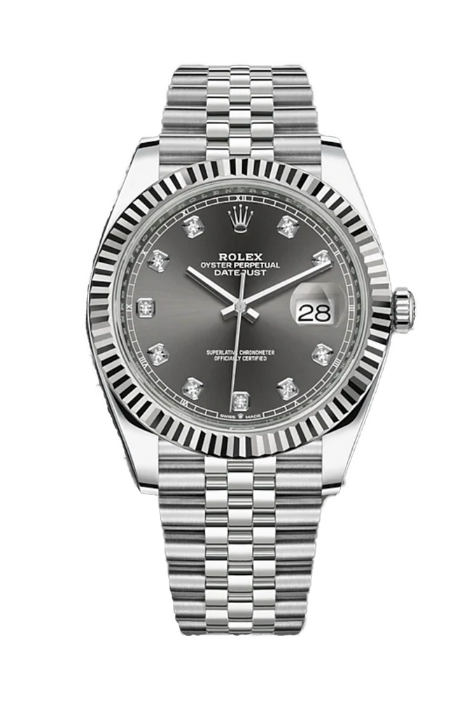 Rolex Datejust 41mm Rhodium 10 Diamonds on Jubilee Bracelet 126334