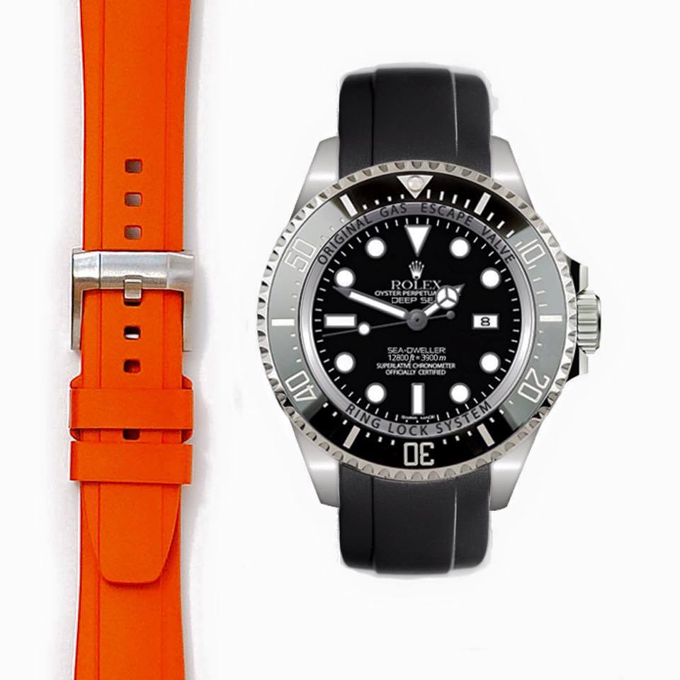 Everest Curved End Rubber Strap with Tang Buckle - EH10 - Rolex DEEPSEA Dweller