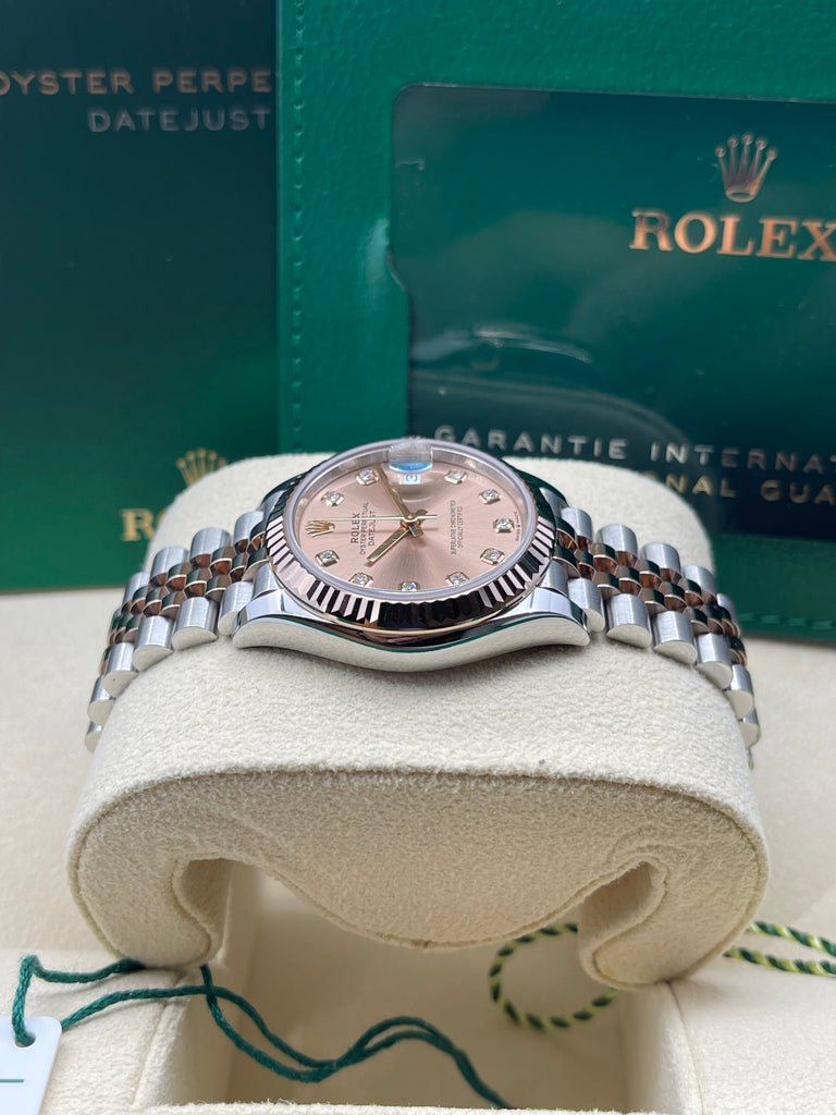 Rolex Datejust 31mm Pink 10 Diamonds Steel Everose Jubilee Bracelet 278271