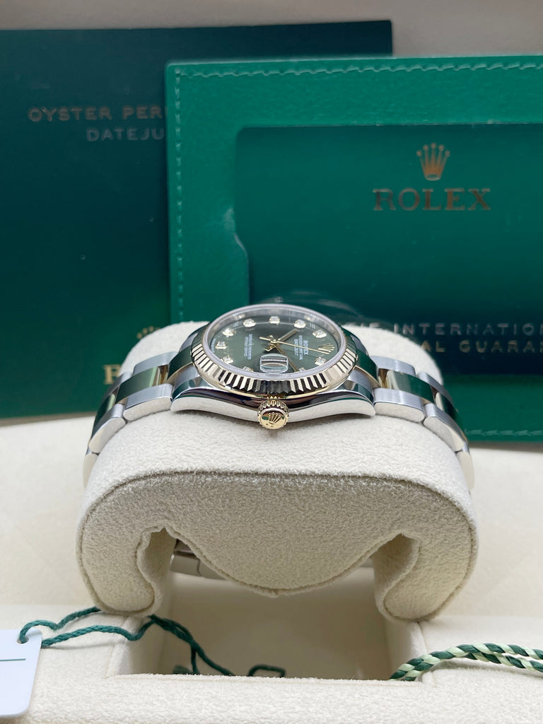 Rolex Datejust 31mm Green 10 Diamond Steel & Yellow Gold Bracelet 278273