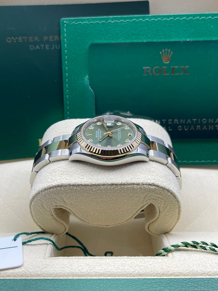 Rolex Datejust 31mm Green 10 Diamond Steel & Yellow Gold Bracelet 278273