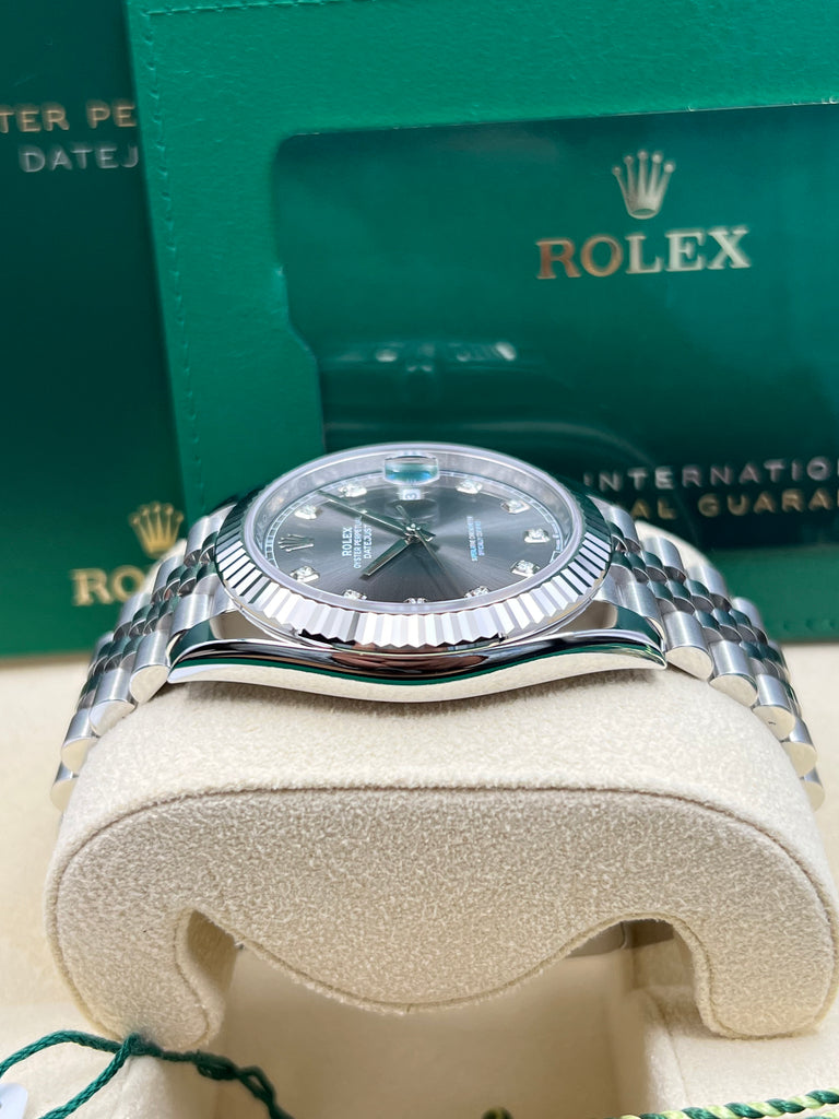 Rolex Datejust 41mm Rhodium 10 Diamonds on Jubilee Bracelet 126334