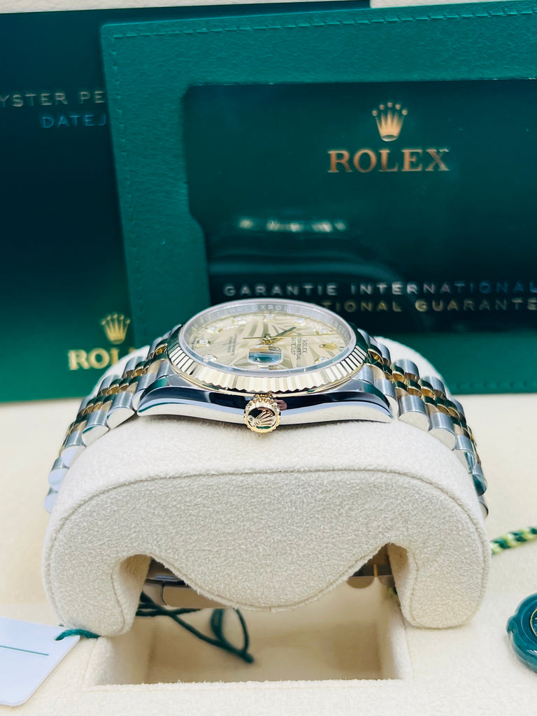 Rolex Datejust 36mm Palm Motif - Steel Gold Jubilee Bracelet 126233