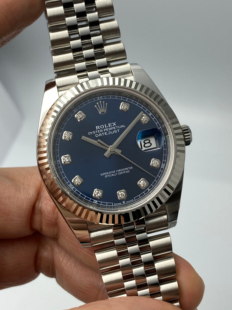 Rolex Datejust 41mm Blue 10 Diamonds on Jubilee Bracelet 126334
