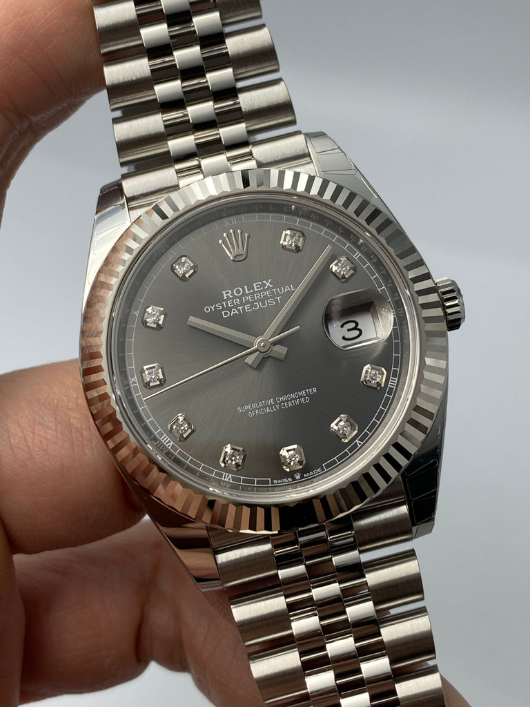 Rolex Datejust 41mm Rhodium 10 Diamonds on Jubilee Bracelet 126334